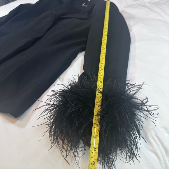 House of CB Esme Black Oversized Blazer with Feather Cuffs Size L+ - Picture 10 of 16